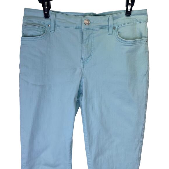 Bandolino Women's Mandie Capri Button Zip Side Slit Snap Spring Pastel Blue S 8 - Picture 4 of 16